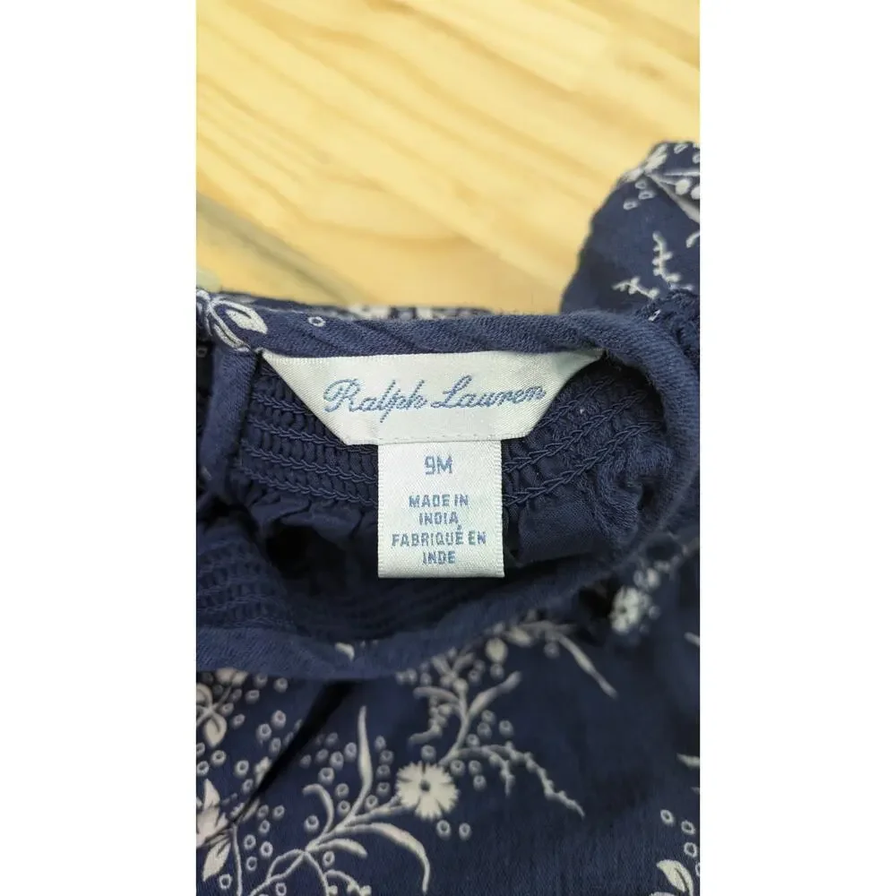 Ralph Lauren Baby Dress with bloomers 9 Months  Navy